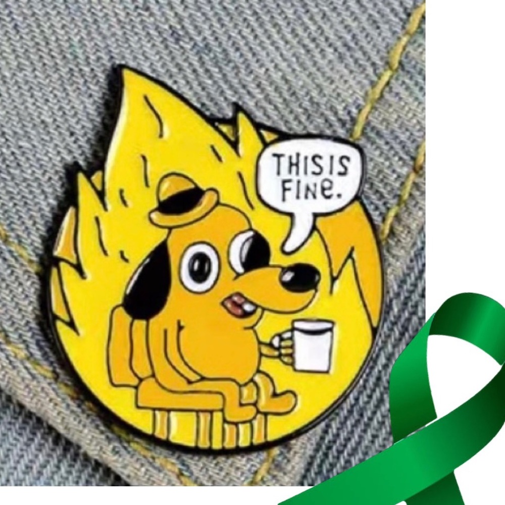 Everything’s Fine x Mental Health Matters colorful enamel cartoon pin brooch